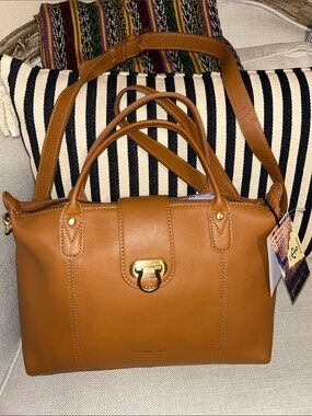 Harbour 2nd Classic Tan Leather Satchel Handbag.